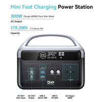 DaranEner NEOZ Portable Power Station 300W 179.2Wh LiFePO4 Battery AC DC Outdoor Pure Sine Wave Emergency Backup Power Supply