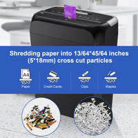 Bonsaii 6-Sheet Cross Cut Paper Shredder Home Office Use with Handle for Document,Mail,Staple,Clip-3.4 Gal Wastebasket