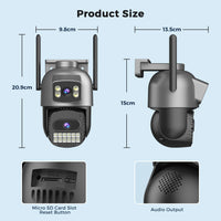 6K 15MP HD IP Camera Outdoor Three-Lens External WiFi Camera 4K 8MP Dual Screen Security PTZ Cam Auto Tracking Surveillance