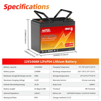12V 100Ah 140Ah 168Ah 200Ah 300Ah LiFePO4 Battery 12.8V Lithium Iron Phosphate Battery Built-in BMS Deep Cycle for Solar Boat