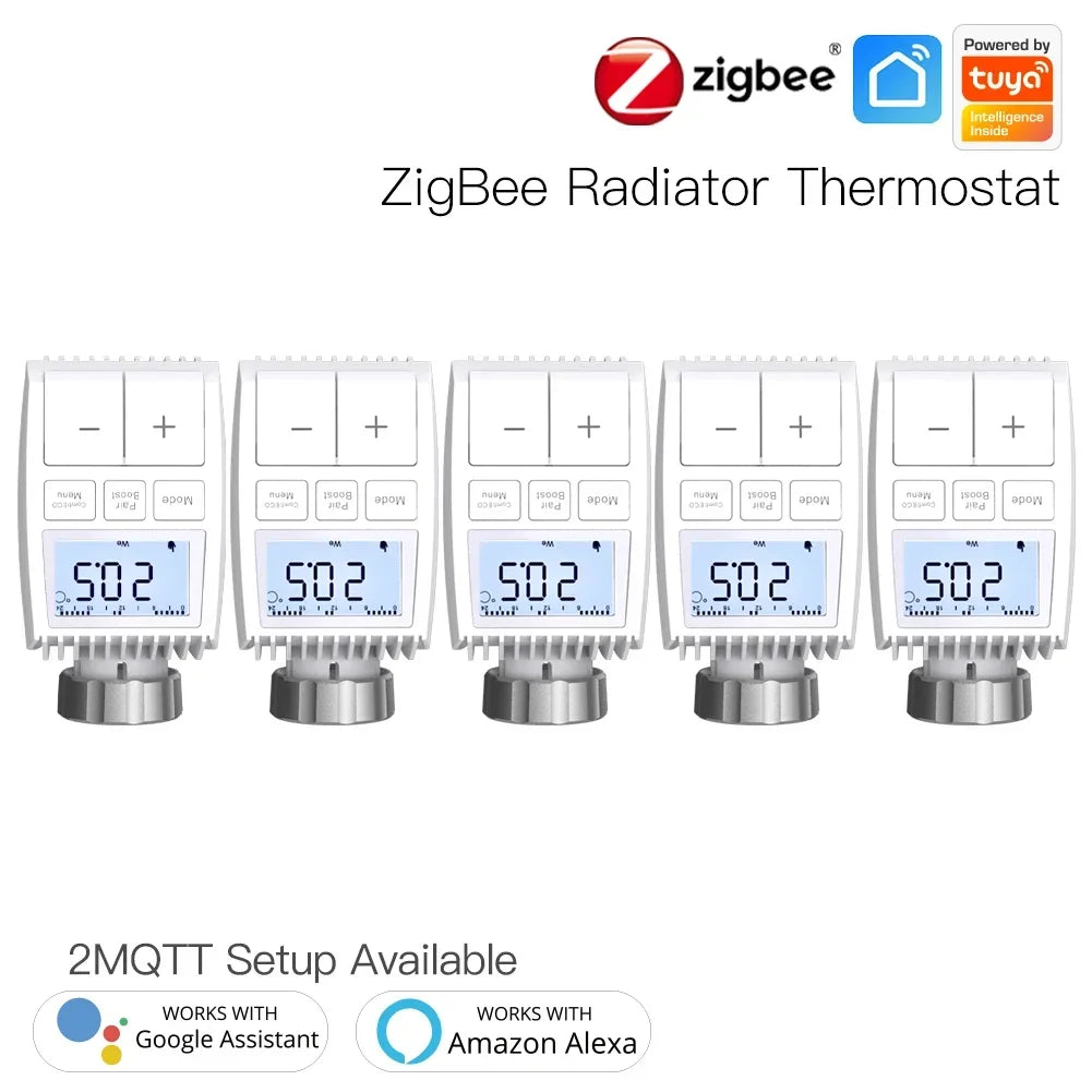 MOES Tuya ZigBee3.0 Radiator Actuator Valve Smart Thermostat Temperature Controller Internal Sensor TRV Voice Control with Alexa
