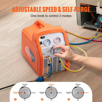 SucceBuy 3/4 1HP Refrigerant Recovery Machine Portable AC Recovery Machine 60Hz Recovery Machine HVAC for Car Air Conditioning