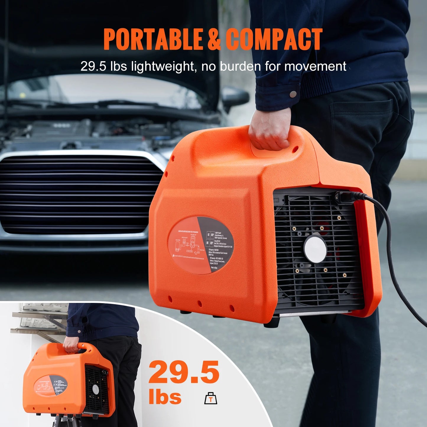 SucceBuy 3/4 1HP Refrigerant Recovery Machine Portable AC Recovery Machine 60Hz Recovery Machine HVAC for Car Air Conditioning