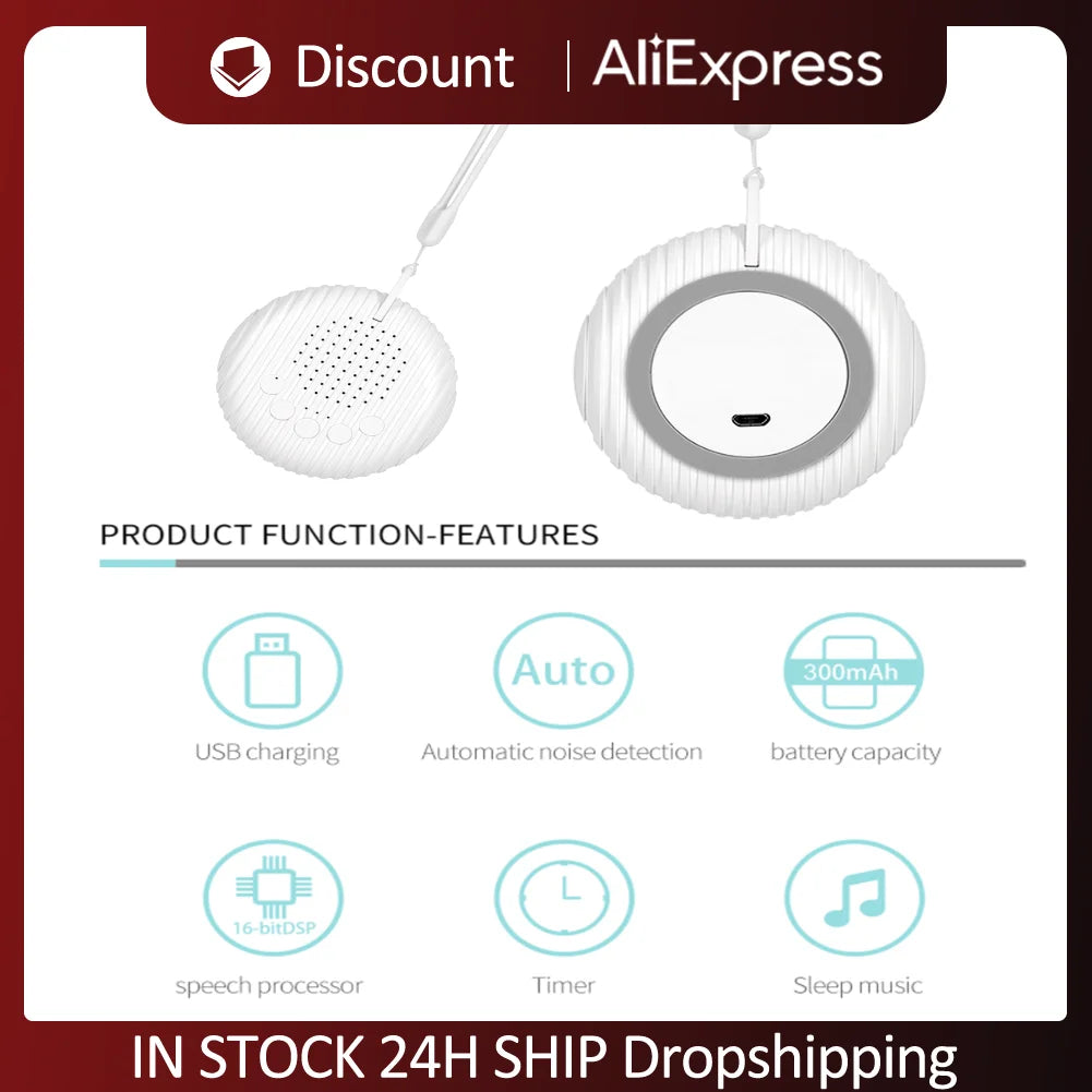White Noise Sound Machine 10 Soothing Sounds Baby White Noise Machine Rechargeable for Home Travel Sleeping Relaxation