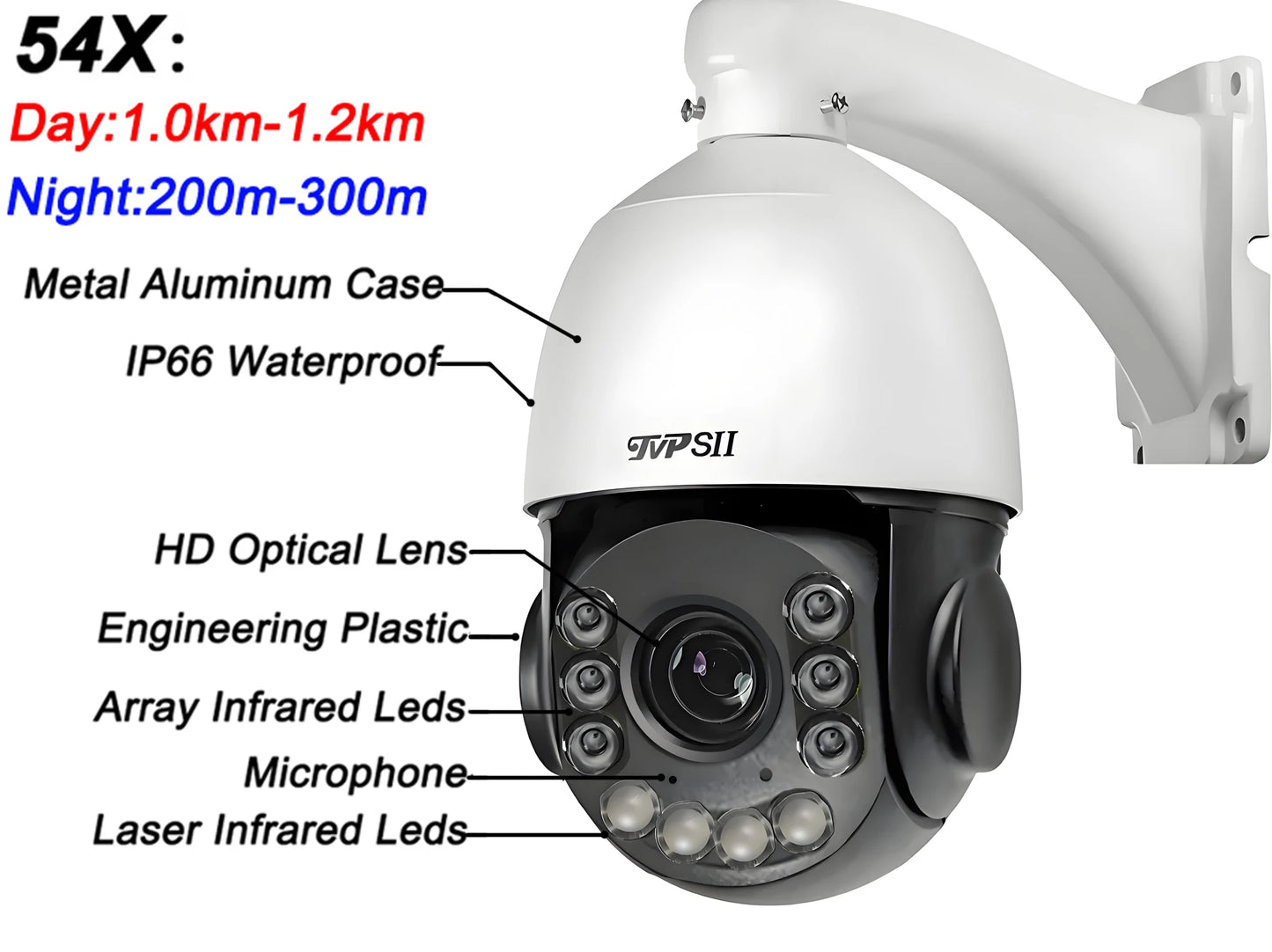 Metal Onvif Laser Infrared Auto Tracking Cruise 8MP 4K 90X Optical Zoom 360° Audio POE PTZ Surveillance Speed Dome IP Camera