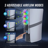 For PS5 Pro/PS5 Slim Cooling Fan Efficient Cooling System External Fan Cooler for Playstation 5 Pro/Slim Disc & Digital Edition