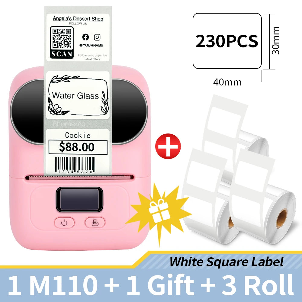 Phomemo M110 Self-adhesive Smart Thermal Label Printer for Business,Barcode Label, Price Tag, Address Wireless Sticker Printer
