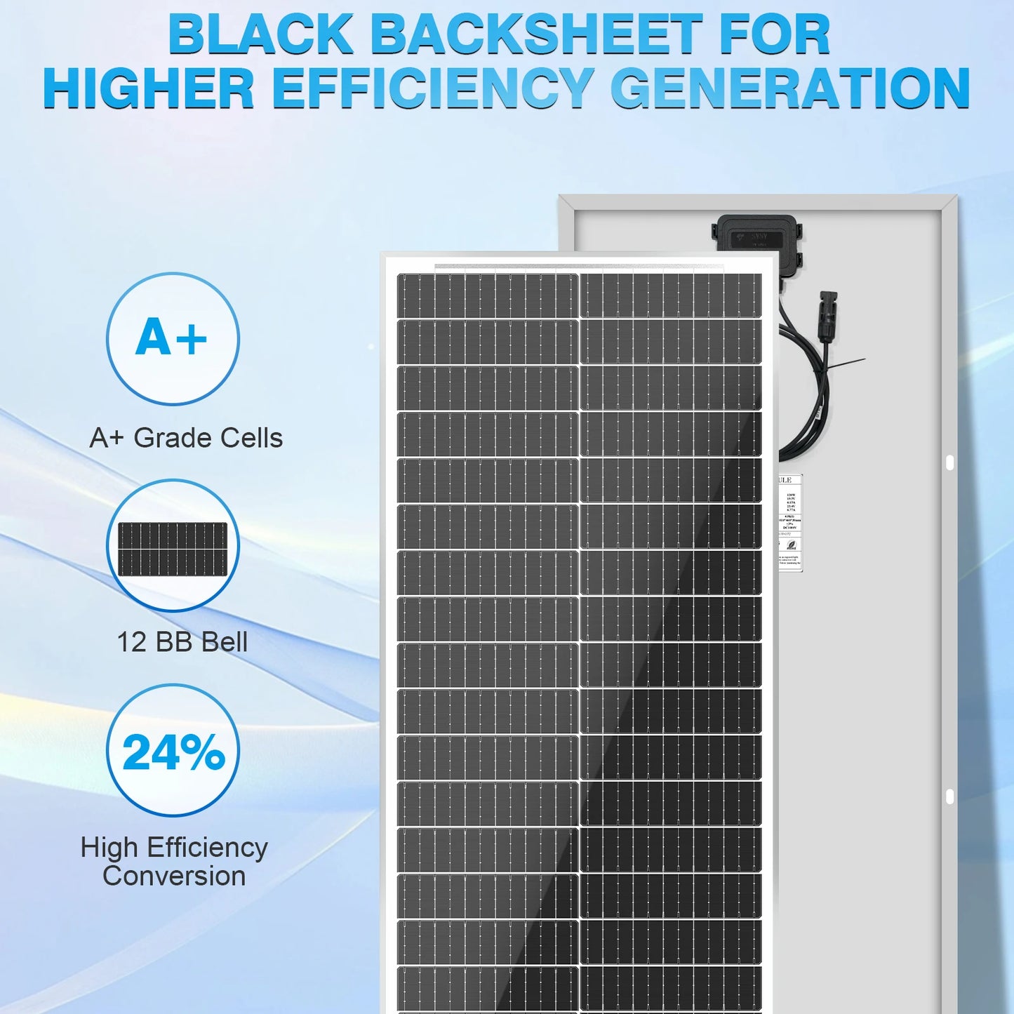 WERCHTAY 100W 12V 12BB Solar Cell Monocrystalline Solar Panel High Efficiency Solar Module Charge Battery for RV Trailer