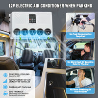 Treeligo 2025 12V Car Parking Air Conditioner 10500btu electrical Split Air AC Unit For RV Truck Tractors Van Motorhome Camper