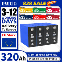 Lifepo4 Battery 320AH 3.2V Brand New 8000 Cycles Rechargeable Batteries DIY 12V 24V 48V RV EV Boat Golf Cart Yacht Van Cell Pack