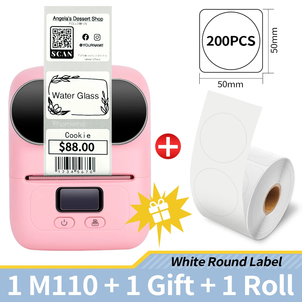 Phomemo M110 Self-adhesive Smart Thermal Label Printer for Business,Barcode Label, Price Tag, Address Wireless Sticker Printer