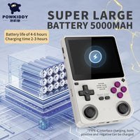 POWKIDDY V20 Retro Video Handheld Game Console 3.5-Inch IPS HD Screen Dual Card slot 5000mAh Lithium Battery Retro Game Stickers