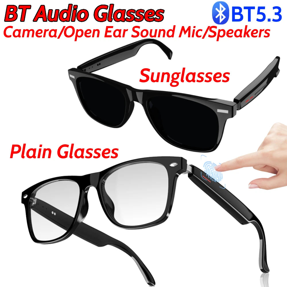 Smart Glasses AI Voice Assistant Camera Glasses Remote Shooting Outdoor Sport Glasses with Camera Open Ear Sound Mic Speakers