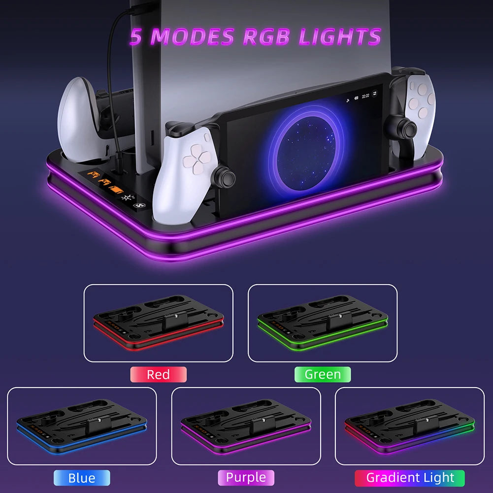 For PS5 Slim Cooling Stand PS5 cooling StationRGB Charging Base Dual Controller Charger Dock Station for PS5/PS5 Slim Accsessory
