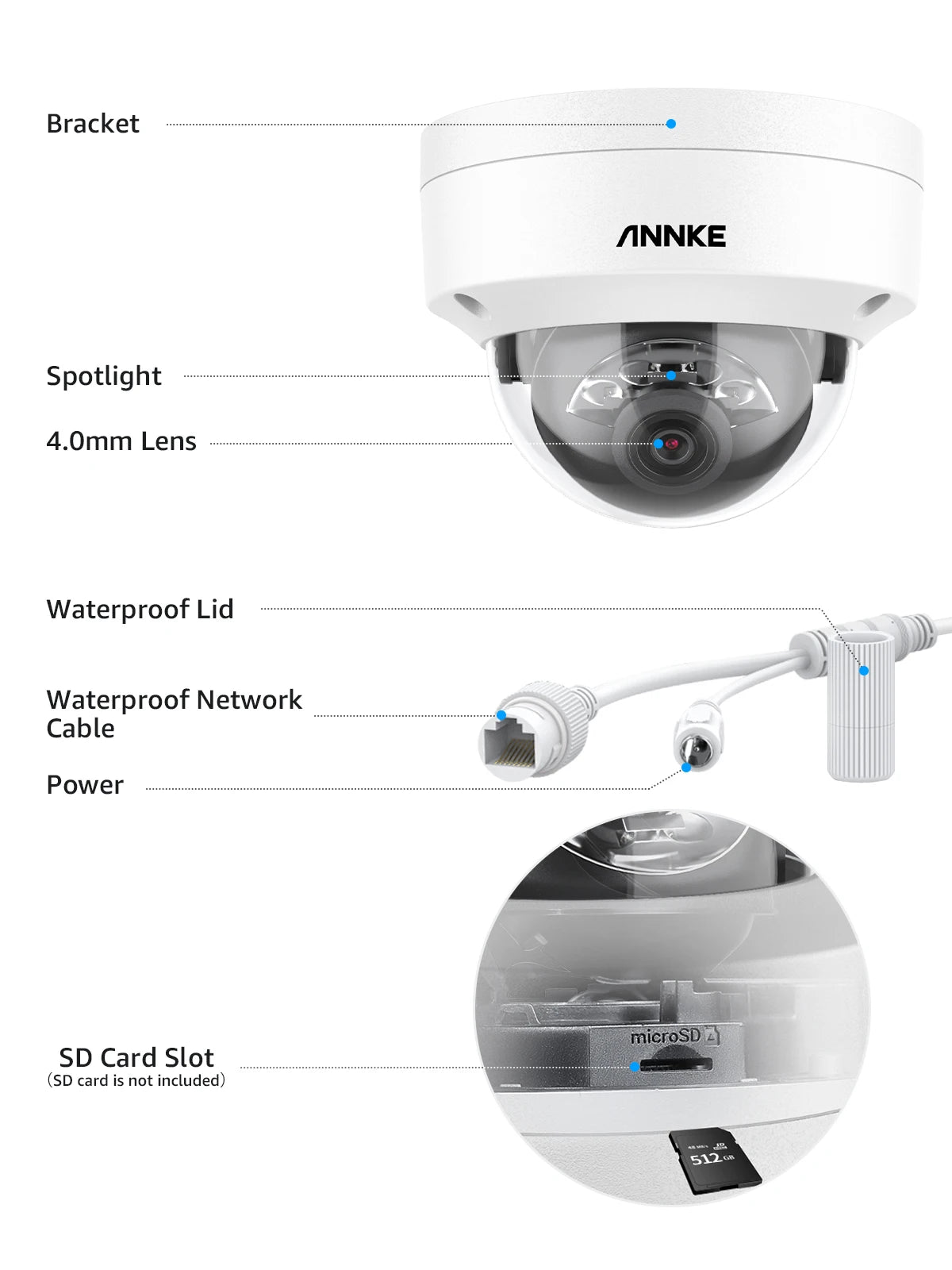 ANNKE C800 4K PoE Security Camera Outdoor IK10 8MP Smart Dual Light Built-in Mic Video Surveillance IP Security Camera