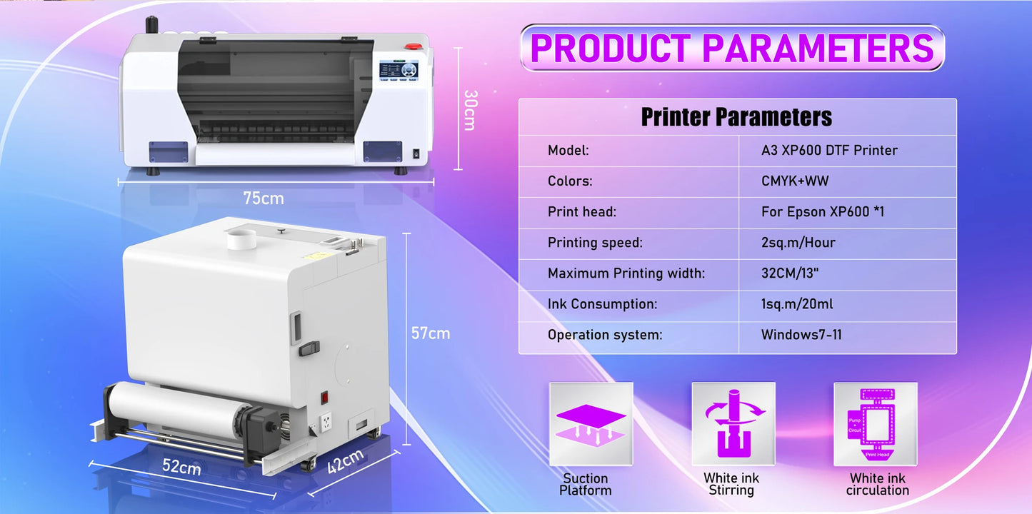 OYfame US EU Stock A3 A4 DTF Printer impresora UV dtf A3 For Epson XP600 T shirt Printing Machine A3 For L805 UV DTF Printer A3