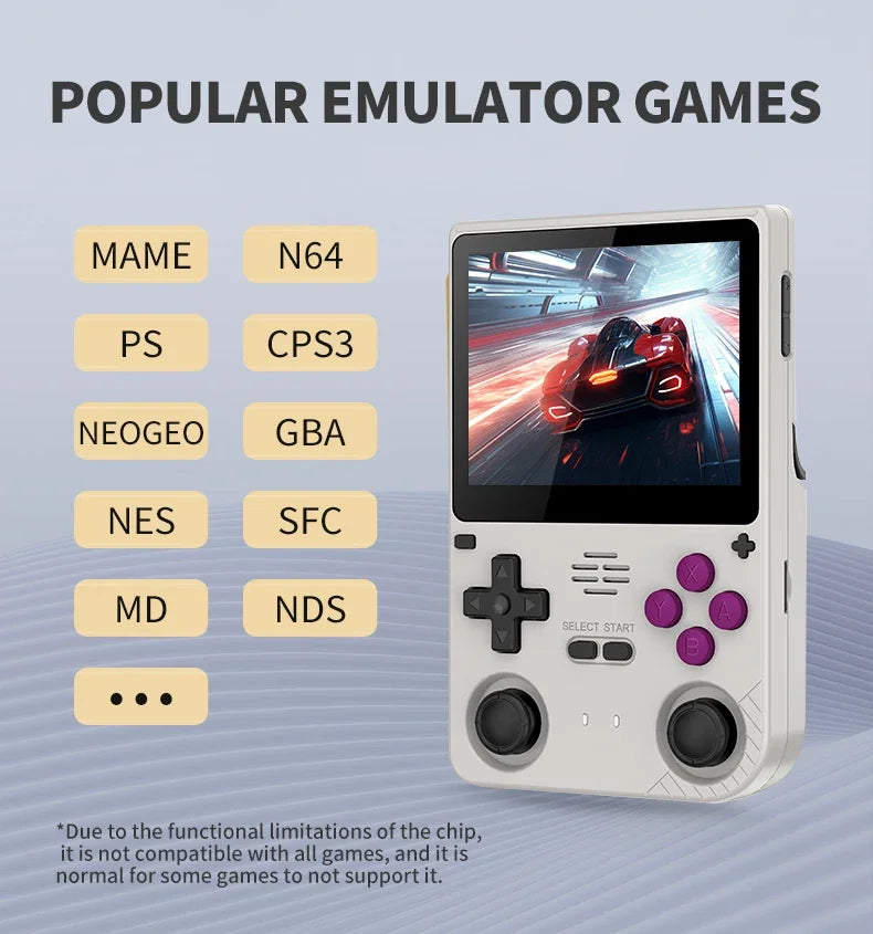 POWKIDDY V20 Retro Video Handheld Game Console 3.5-Inch IPS HD Screen Dual Card slot 5000mAh Lithium Battery Retro Game Stickers