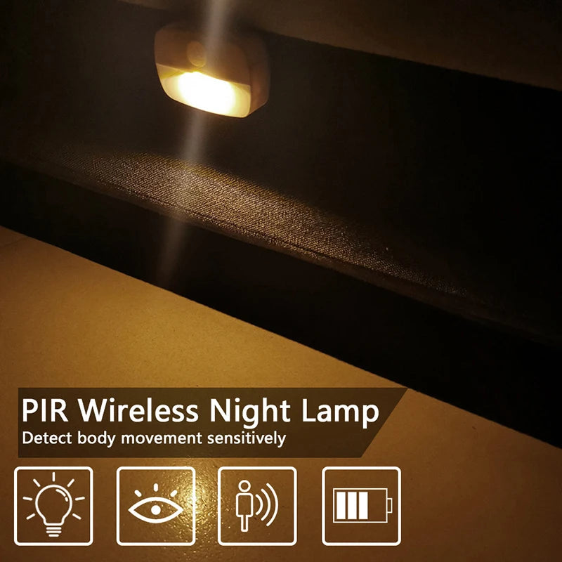 1Pcs LED Night Light Wireless PIR Motion Sensor Lights Corridor Closet Stair Room Lamps Energy Saving Night Lamp Smart Home
