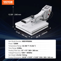 VEVOR Heat Press Machine 15" x 15"  / 16" x 20" / 16" x 24" Sublimation Printer Manual Clamshell Transfer on DIY T-shirt Pillow