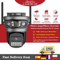 15MP 8K Wifi Camera Outdoor Three Lens Three Screens HD Wifi Security Camera Ai Human Detection PTZ 4K Home Surveillance Camera