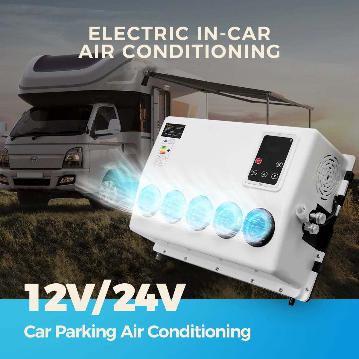 12V 24V Electric Roof Air Conditioning RV Air Conditioning, Parking Air Conditioning Automatic Constant Temperature for Trailers