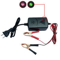 Smart 12V Car Battery Charger 1A Lead-Acid With Indicator Light 14.4 Volt Dual Wire Alligator Clip Camping Auto Charging Socket