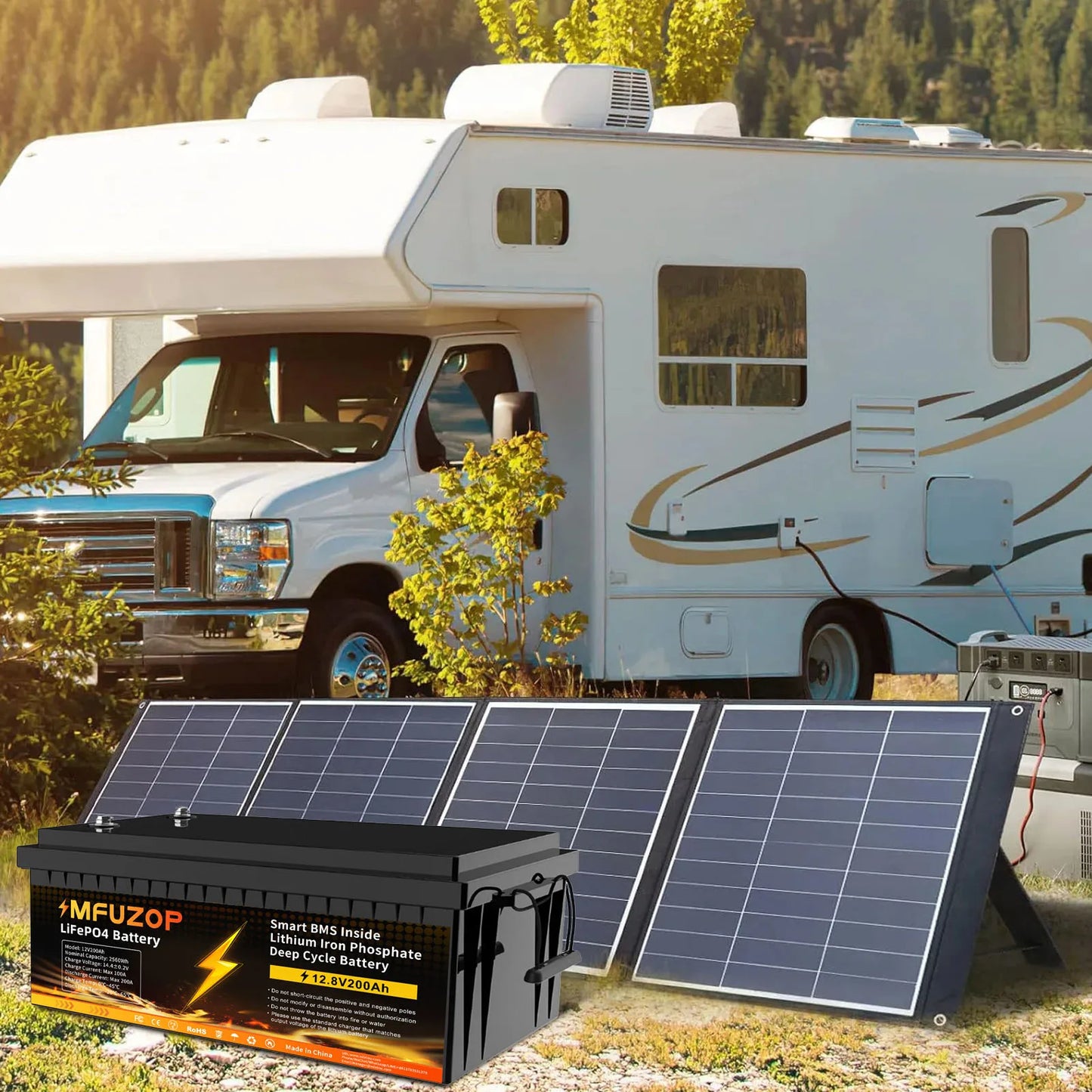 MFUZOP 1280Wh 2560Wh 3840Wh  12V LiFePO4 Rechargeable Battery Intelligent BMS100Ah 200Ah 300Ah System for RV Camping No VAT