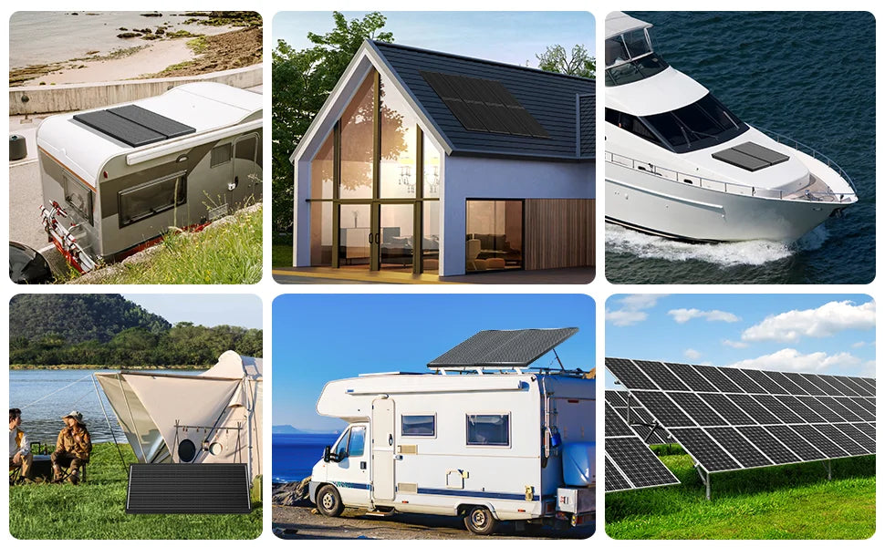 WERCHTAY 100W 12V 12BB Monocrystalline Solar Panel IP67 Waterwoof High-Efficiency & Easy to Install for RV Boat Roof Charging