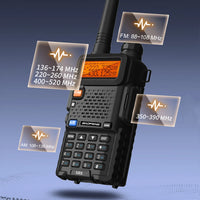 Baofeng 5RX Radio 5W VHF 1.25M UHF Walkie Talkies One Key Frequency Match 128 Channels DTMF Encoder 1800mAh Battery 5RM 5RH Pro