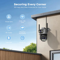 6K 15MP HD IP Camera Outdoor Three-Lens External WiFi Camera 4K 8MP Dual Screen Security PTZ Cam Auto Tracking Surveillance