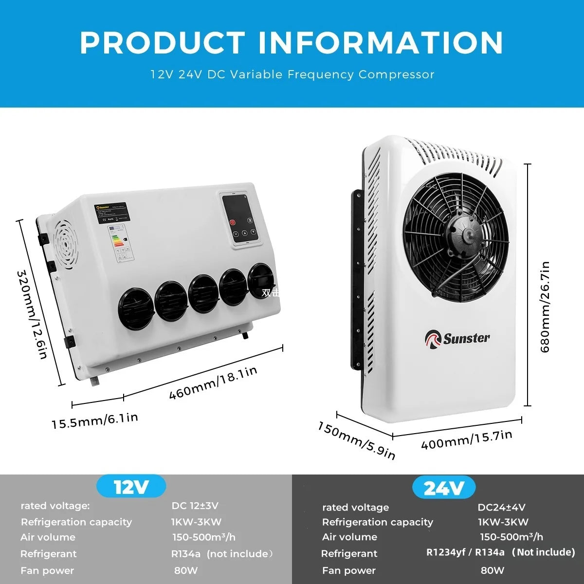 12V 24V Electric Roof Air Conditioning RV Air Conditioning, Parking Air Conditioning Automatic Constant Temperature for Trailers