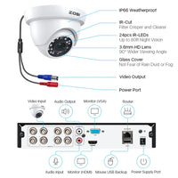 ZOSI 8CH 1080P HD Wired Security Cameras System 5MP Lite 8Channel HD-TVI DVR Recorder 4pcs 2MP Surveillance CCTV Cameras kit