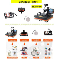 Combo Heat Press Machine4/5/6/7/8 in 1 38*38CM  Muntifunctional Sublimation Printer Transfer for Mug Hat Plate T-Shirt