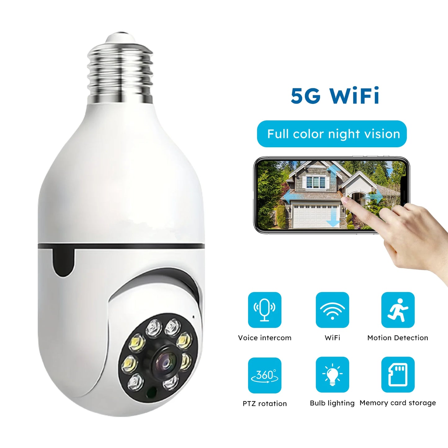 4PC Boykeep Light Bulb Security Cameras, Wireless 5G WiFi ,Ease Life APP,360 Degree E27 1080P Cam,Night Vision,Motion Detection