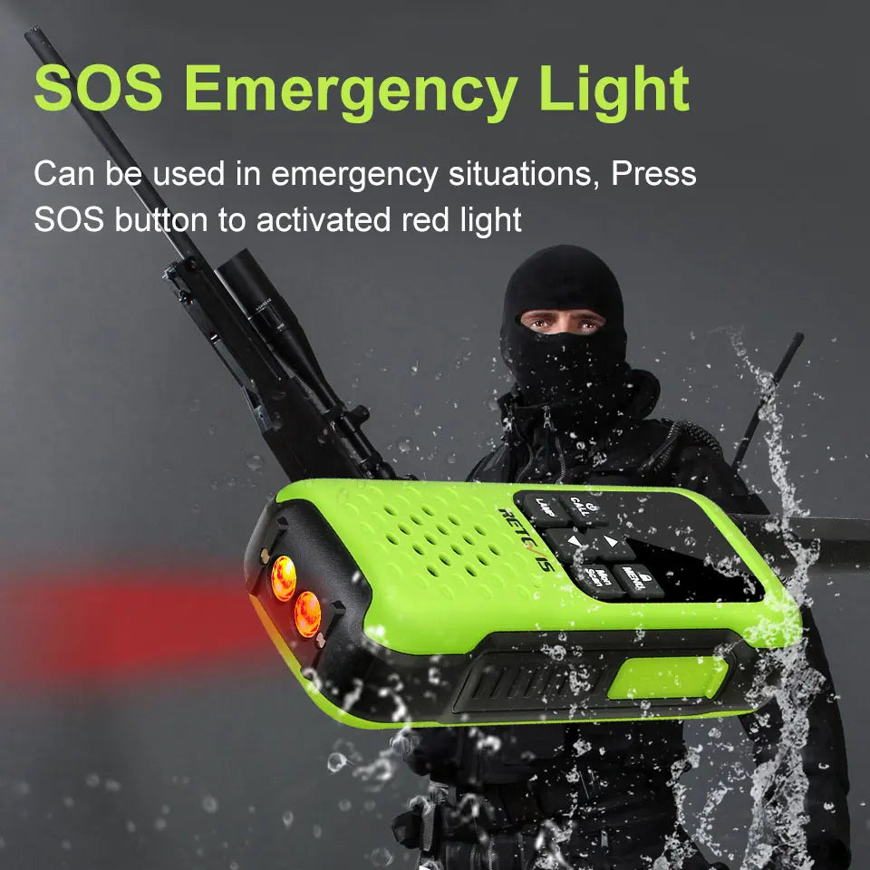 Retevis RT649P Waterproof Walkie Talkies Floating NOAA 1200mAh Rechargeable SOS Flashlight for Emergency Camping Kayaking (2Pcs)