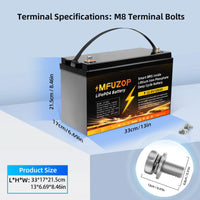 MFUZOP 1280Wh 2560Wh 3840Wh  12V LiFePO4 Rechargeable Battery Intelligent BMS100Ah 200Ah 300Ah System for RV Camping No VAT