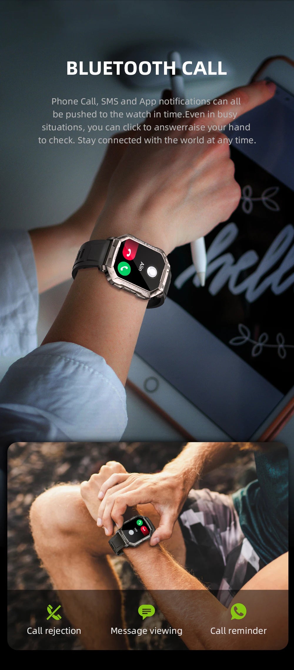 New KUMI U3 Pro Smart Watch 1.83'' Smartwatch Bluetooth Call 100+ Sport Heart Rate for Men Women Support IP68 Waterproof