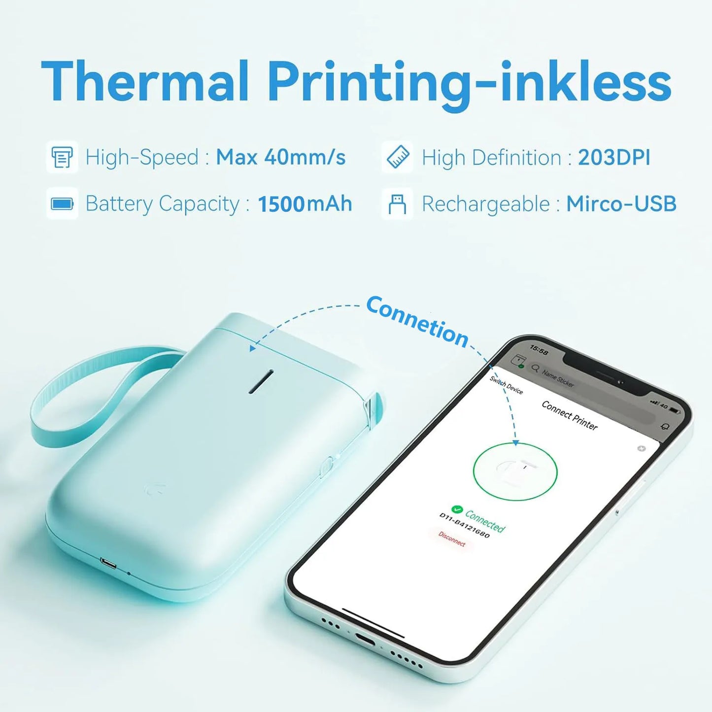 Niimbot D11 Mini Label Maker Wireless Bluetooth Thermal Label Printer Pocket Wireless Sticker Label Machine for Home Of