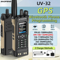 Walkie Talkie Baofeng UV-32 Multi Band 10W GPS Bluetooth Programming Amateur AM Two Way Radio with 2.0" Screen Type-C Ham Radio