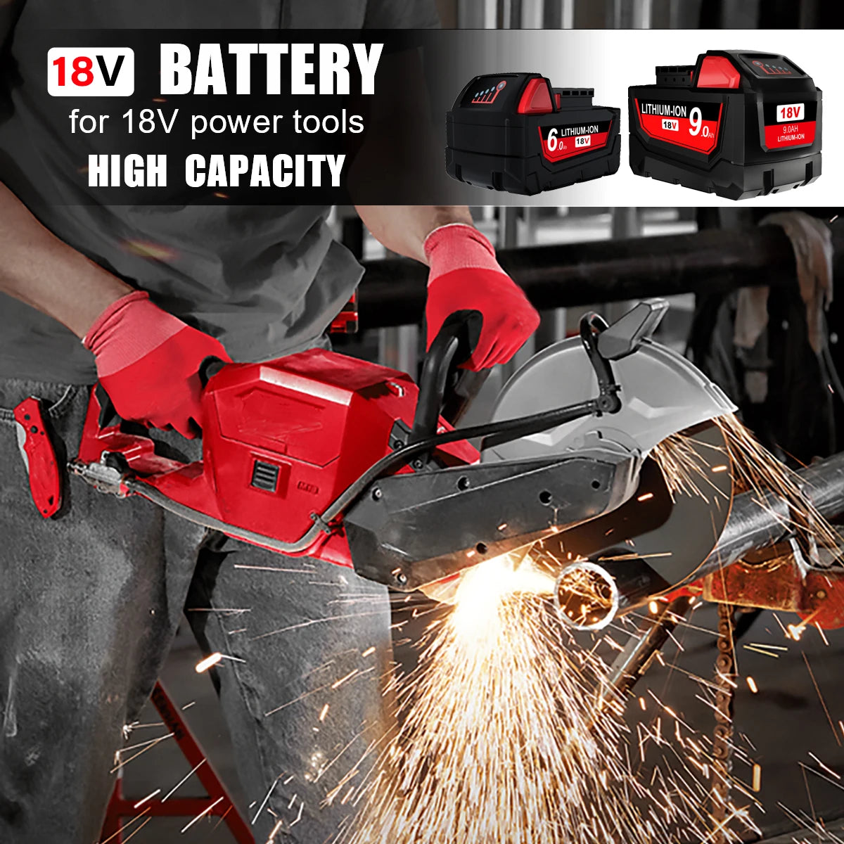 For Milwaukee 18V  M18 lithium 6.0Ah/9.0Ah XC Lithium Battery 48-11-1860 48-11-1850 48-11-1840 48-11-1820 Charger rechargeable P