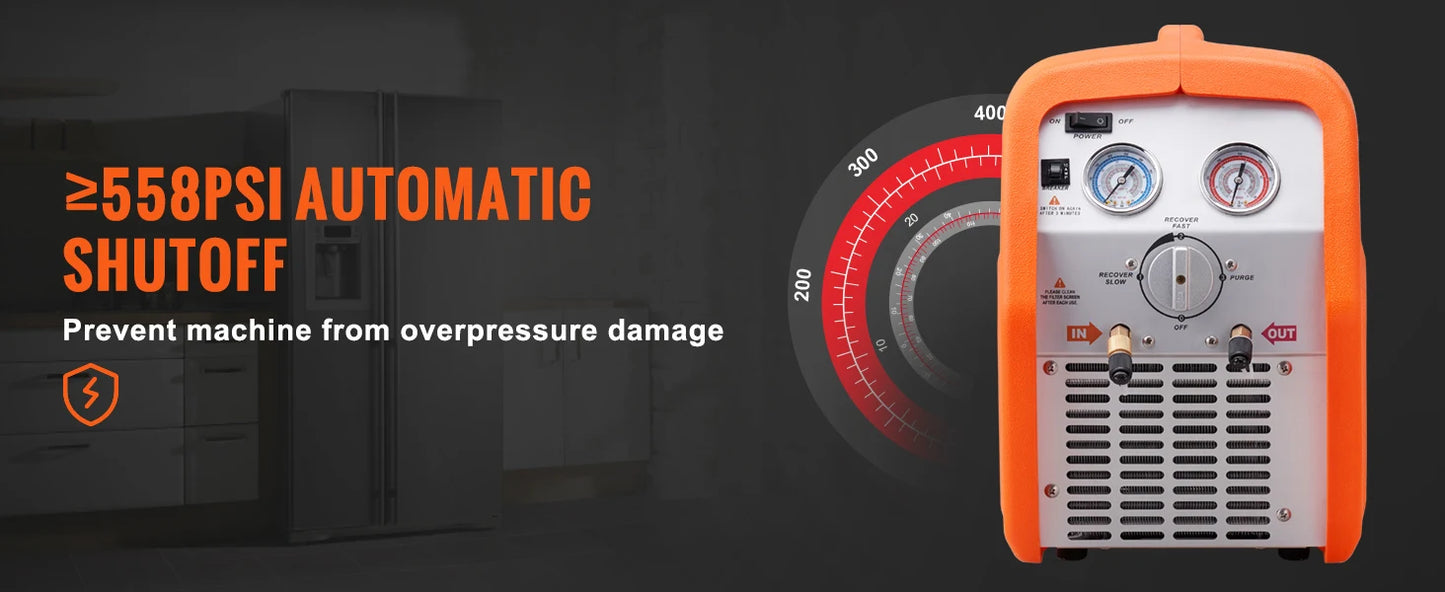 SucceBuy 3/4 1HP Refrigerant Recovery Machine Portable AC Recovery Machine 60Hz Recovery Machine HVAC for Car Air Conditioning