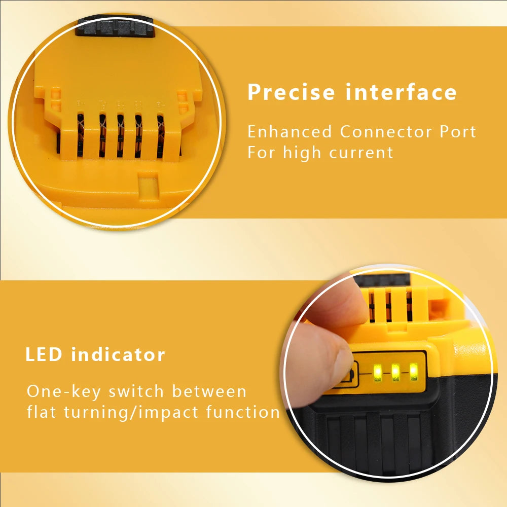 For Dewalt Cordless Tools 6.0Ah 20V Lithium-Ion Replacement Batteries - Compatible with DCB200, DCB205, DCB206 & More