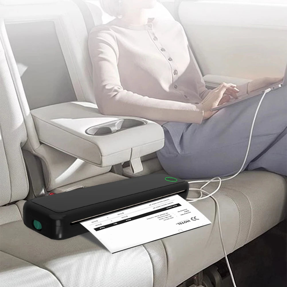 A4 Portable Thermal Printer Inkless BT Thermal A4 Mobile Printer with Printing Paper Document Printing Maker for Smartphone & PC