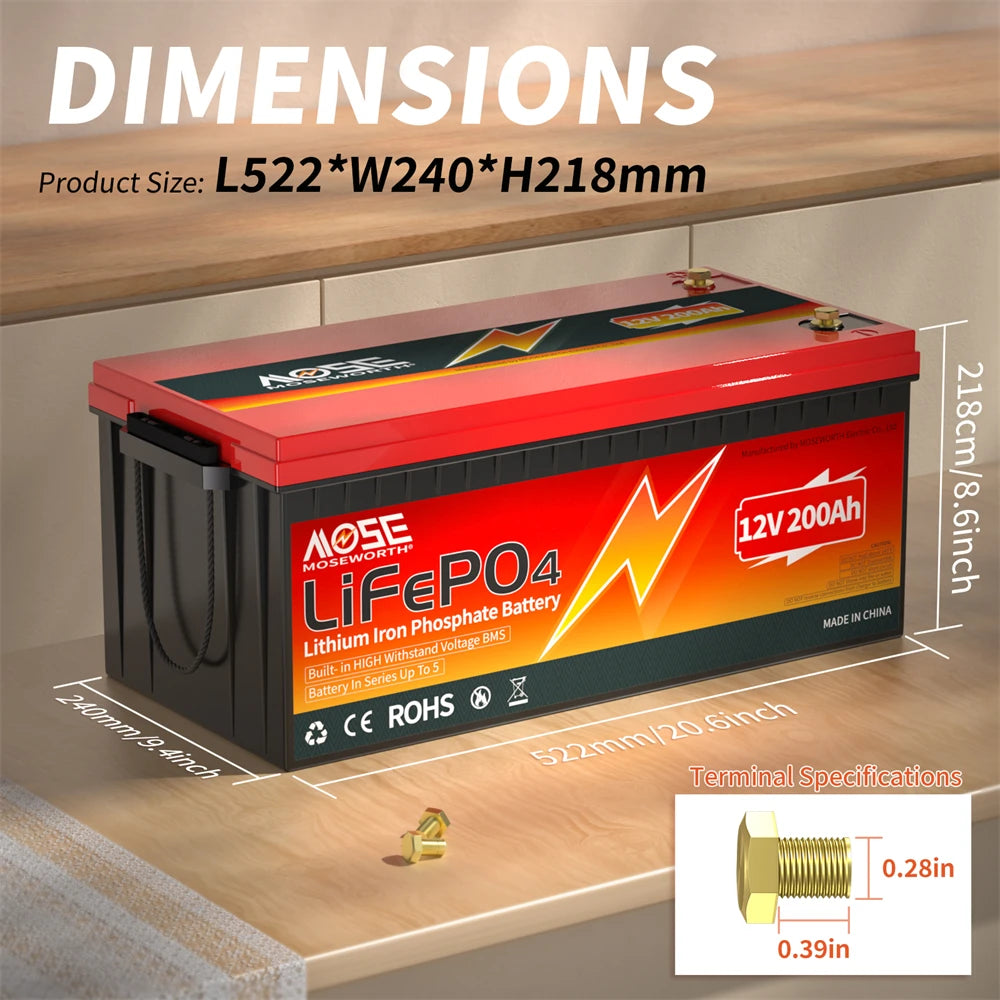 12V 100Ah 140Ah 168Ah 200Ah 300Ah LiFePO4 Battery 12.8V Lithium Iron Phosphate Battery Built-in BMS Deep Cycle for Solar Boat