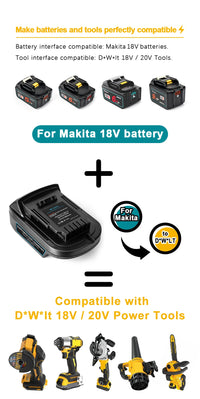 Waitley Battery Adapter for Makita 18V conversion to DEWALT 18V / 20V Batteries Power Tool Accessories Replaces DCB200