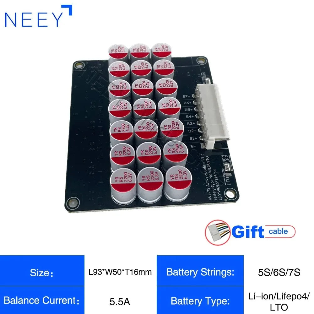 NEEY 5A Active Equalizer Balancer 3S 4S 5S 6S 7S 8S 9S 10S 11S 12S 13S 14S 15S 16S 17S Lifepo4/lipo/lto Battery Energy Capacitor