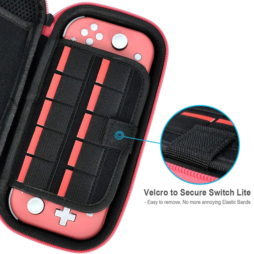 Storage Bag Nylon EVA Hard Game Console Protection Bag Thickened Shock Absorbing Double Compartment Dustproof for Switch Lite