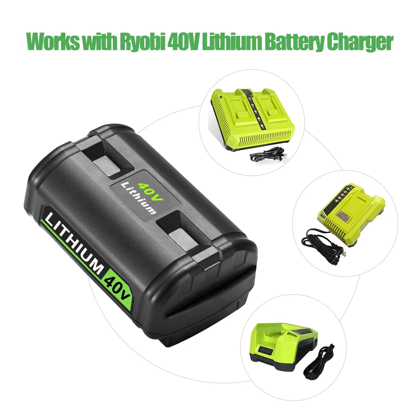 KUNLUN For Ryobi 6.0Ah 40V Li-ion Battery For OP40401 OP4050A OP4050 RY40502 RY40200 Cordless Power Tools Rechargeable Battery