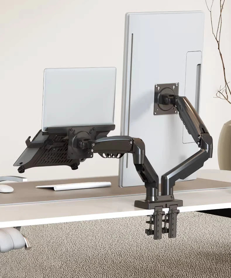Northbayou F160-FP 10"-17" laptop mount 360 rotate 10"-27" air press full motion gas spring  10"-27" two monitor  clamp desk