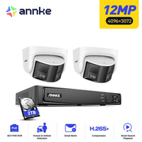 ANNKE 8MP 180°Panoramic Security Camera System POE Protection Dual Lens Camera Two Way Audio 8CH NVR Video CCTV Surveillance Kit